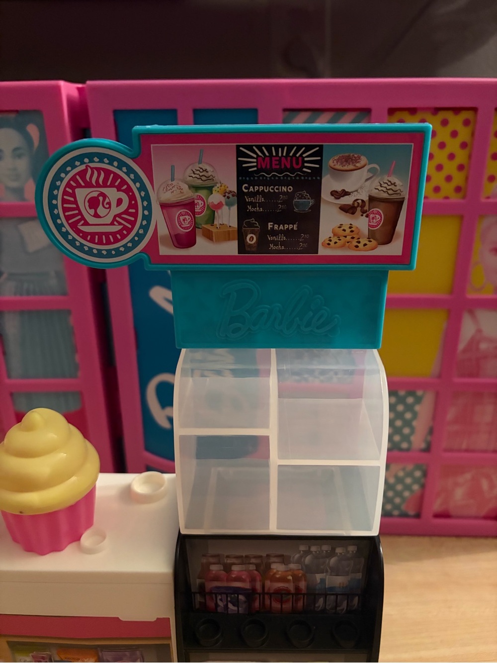 Barbie Teal and Pink Toy Coffee Shop Display Counter